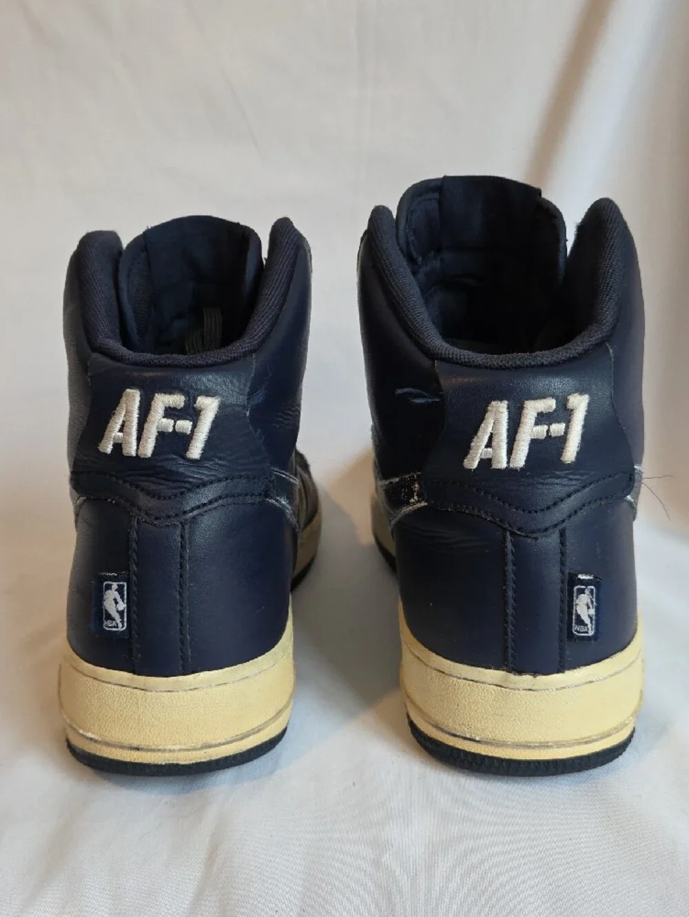 Nike Air Force 1 Men’s Navy and Cream High-Top Sneakers